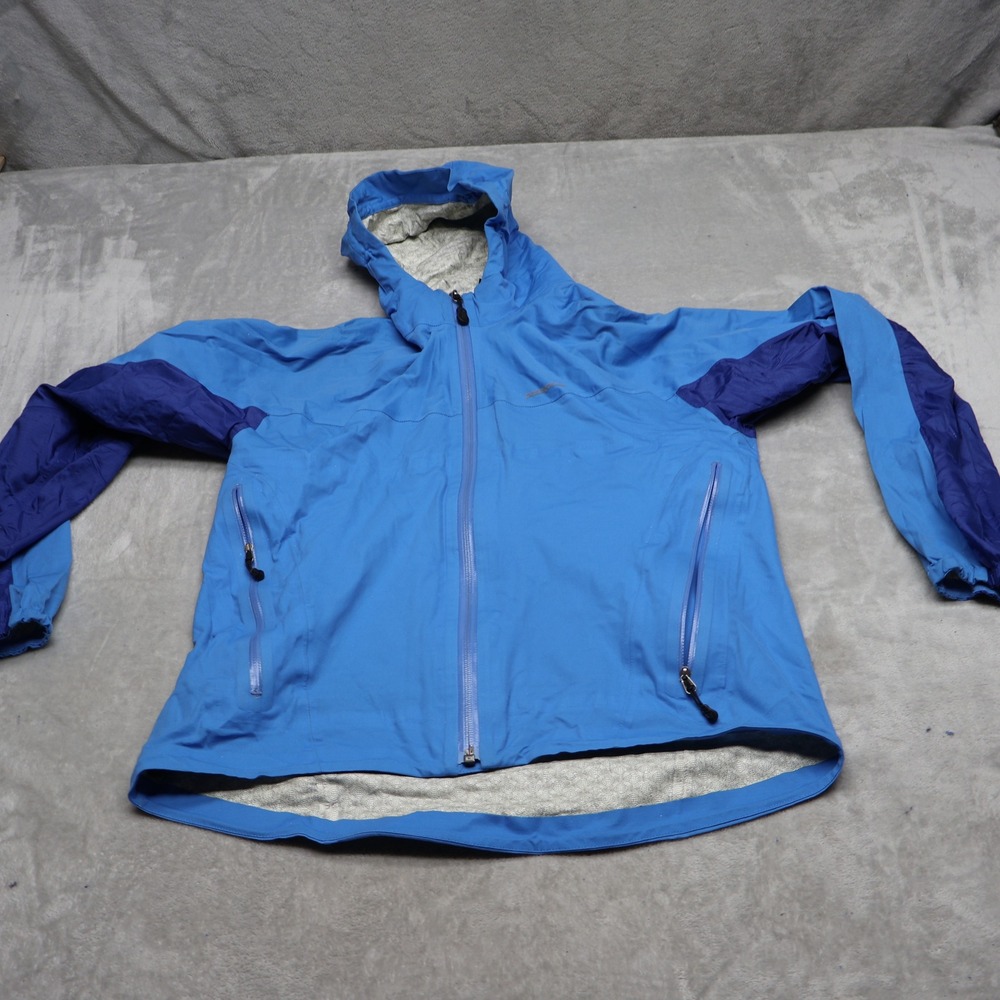 Patagonia Jacket Womens Small Blue Waterproof Full Zip Hooded Wind Rain Hiking